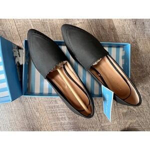 Draper James Windham Black pointed scalloped Flat Shoes Size‎ 8 Medium NWT